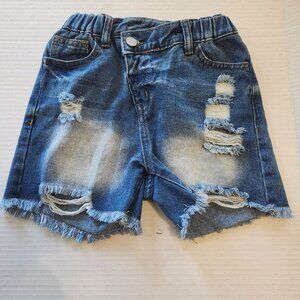 Girl's size 7Y Distressed, Jean Denim-Ripped Shorts by Shein